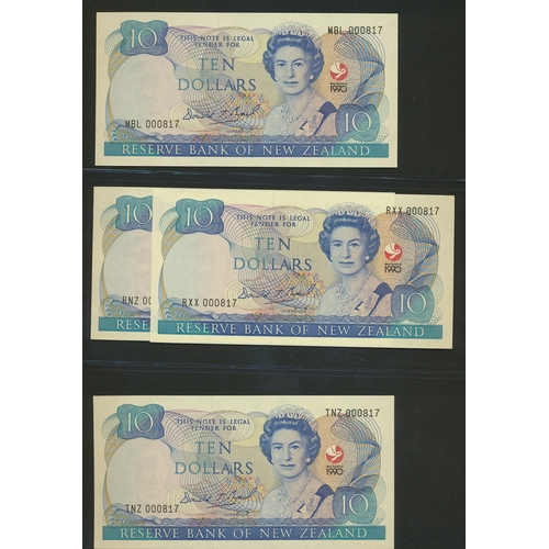 365 - New Zealand. Range with 1940 with security thread 10/-, £1 uncirculated, £5 and £10 extremely fine, ... 