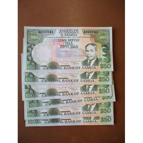 375 - Samoa. Uncirculated collection with 1990 Golden Jubilee 2 Tala (10), 2002-2006 Minister of Finance 5... 