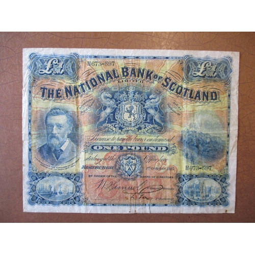 376 - Scotland. Collection on leaves with National Bank of Scotland £1 1915 fair, 1956, 1958 extremely fin... 