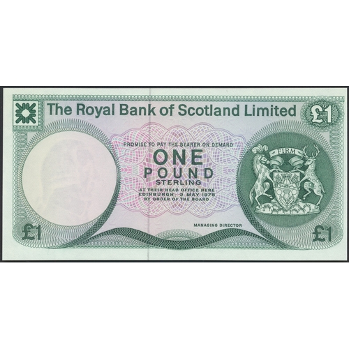 378 - Scotland. Range of £1 errors uncirculated with Royal Bank 1978 without serial numbers and signature,... 