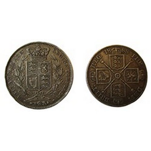 500 - Milled range with crowns 1845 very fine, 1820 (2) fair, half crowns 1816 George IV bare head fair, d... 