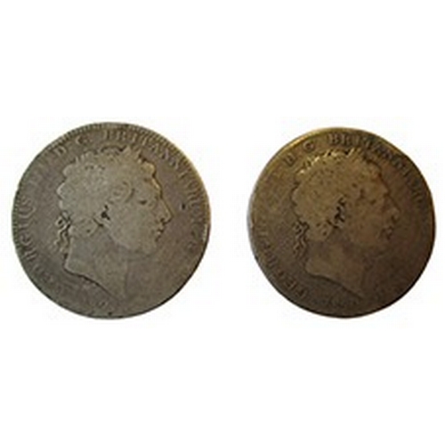 500 - Milled range with crowns 1845 very fine, 1820 (2) fair, half crowns 1816 George IV bare head fair, d... 