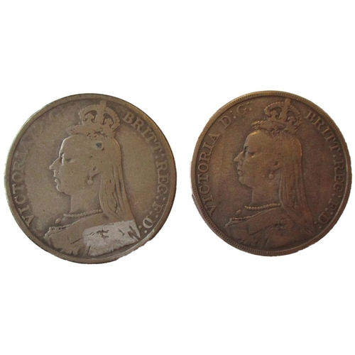 502 - Range generally fair/ fine with crowns 1890 (2), 1896, half crowns, shilling Charles I mintmark port... 