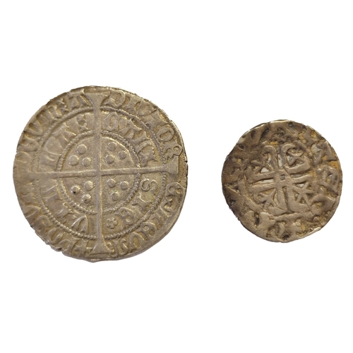 506 - Pair of coins fair/fine with Scotland William I penny and Henry VI Annulet issue groat in Franklin M... 