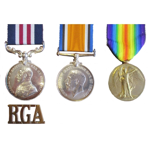 59 - WW1 brother's with:
1. Military Medal, BWM and Victory Medal to 119456 Cpl H. Ward R.A. (R.G.A. on M... 