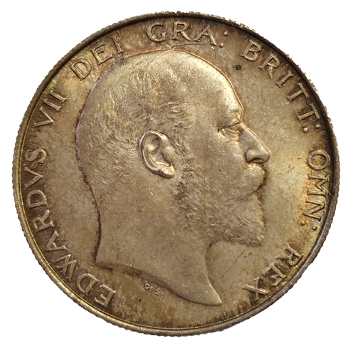 607 - 1902 half crown very fine with some discoloration. (Y)