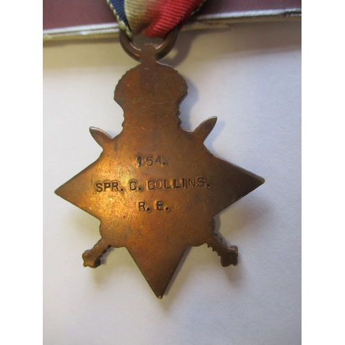 69 - 1914-15 Star trio and KGV Territorial Efficiency Medal to 154 Spr C. Collins R.E. (2206903 Sjt C.J. ... 