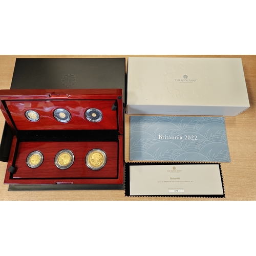 695 - Investment Gold Lot - documents required. Royal Mint 2022 Britannia premium six-coin gold proof set ... 