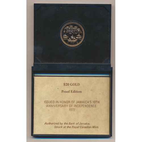 713 - Investment Gold lot - documents required. Jamaica. 1972 $20 proof FDC. (Y)