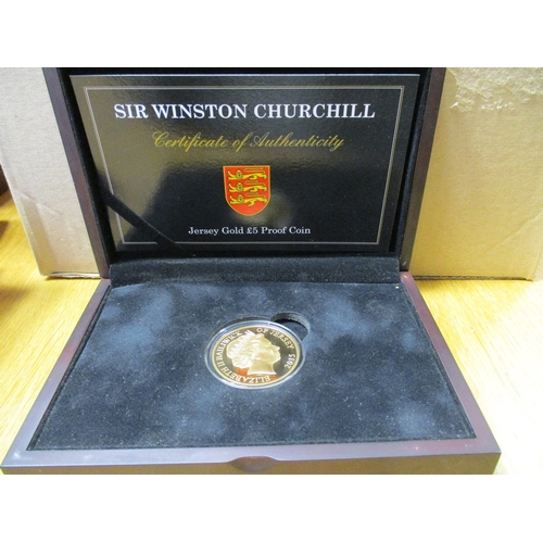 715 - Investment Gold Lot - documents required. Jersey. 2015 £5 Sir Winston Churchill boxed proof FDC. (R)