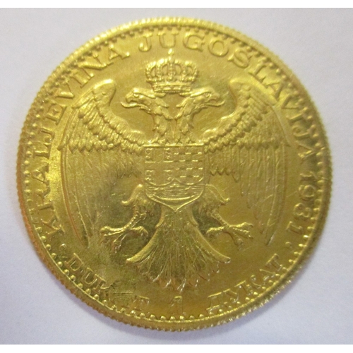 729 - Investment Gold lot - documents required. Yugoslavia. 1931 1 ducat extremely fine. (Y)