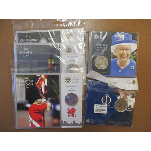 749 - Modern Royal Mint collection with boxed silver proofs FDC £5  2009-2012 Olympic Countdown cased set ... 
