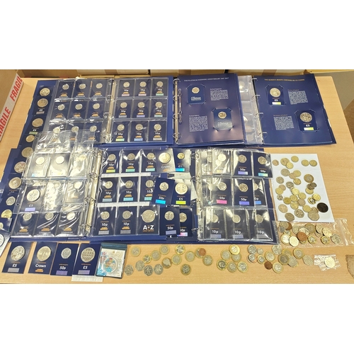 751 - Change Checker collection in 4 folders with crowns, £5, £2, £1, 50p, 10p, plus similar loose, Beatri... 