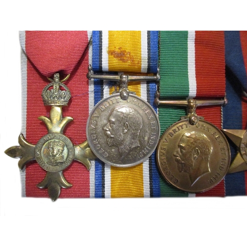 76 - Father and son groups with:
1. WW2 OBE (1943), WW1 BWM, Mercantile Marine War Medal, WW2 1939-1945, ... 