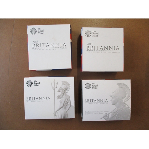 770 - Royal Mint Britannia £2 boxed silver proofs FDC 2013 (2), 2014-2018. Qty 7 (T)