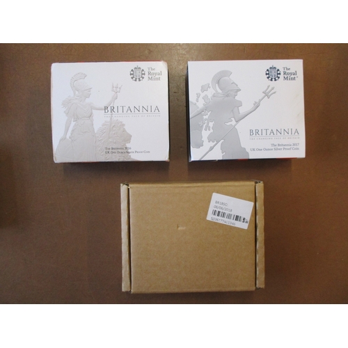 770 - Royal Mint Britannia £2 boxed silver proofs FDC 2013 (2), 2014-2018. Qty 7 (T)