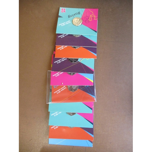 784 - Modern ranges with 2012 Olympics CuNi 50p's uncirculated on Royal Mint cards (25), plus Royal Mint S... 