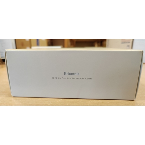 812 - 2022 Britannia 5oz boxed silver proof FDC from the Royal Mint. (T)