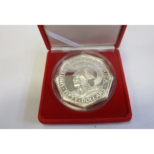 826 - USA. 'Panama-Pacific Exposition' replica $50 boxed 5oz octagonal silver proof FDC. (Y)