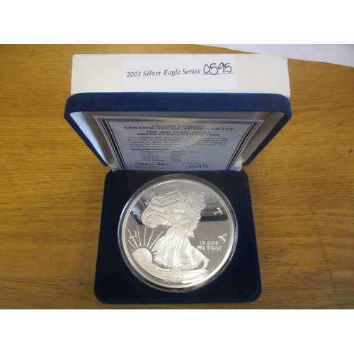 827 - USA. 2001 ¼kilo silver proof Eagle boxed commemorative FDC. (Y)