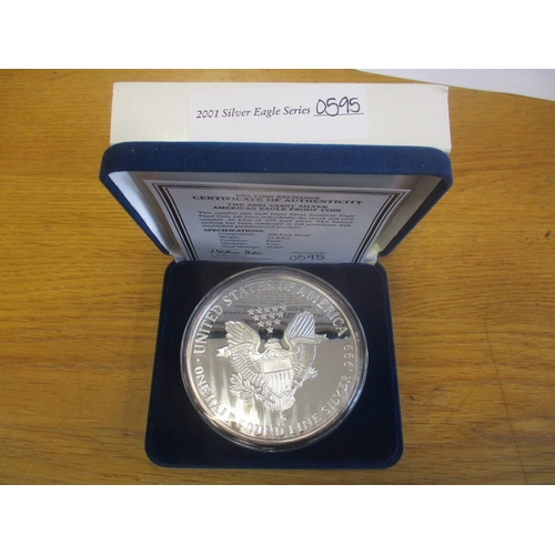 827 - USA. 2001 ¼kilo silver proof Eagle boxed commemorative FDC. (Y)