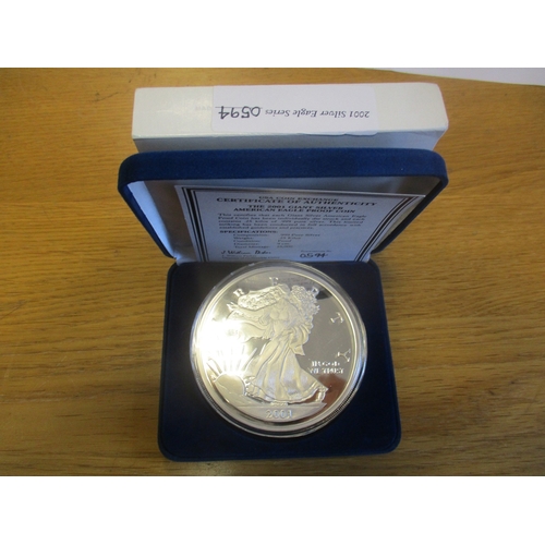 828 - USA. 2001 ¼kilo silver proof Eagle boxed commemorative FDC. (Y)