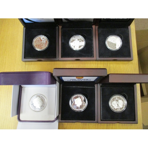 858 - Collection of silver proofs FDC with £5 including GB 2016, Guernsey 2013, 2014 (4), 2015, Jersey 201... 