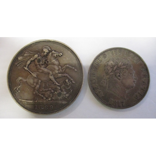 892 - Accumulation in boxes with strength in GB including crown 1889, half crown 1817, shillings etc. Also... 