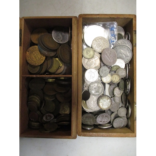 892 - Accumulation in boxes with strength in GB including crown 1889, half crown 1817, shillings etc. Also... 