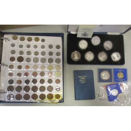 895 - Range of world coins, with cased silver proof 1980 Queen Mother set of 7 FDC, uncirculated silver Ma... 