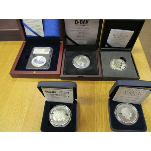 896 - Collection of silver proofs with £5 including Guernsey 2012, 2013, Jersey 2014, Cook Is 2012 $5 FDC,... 
