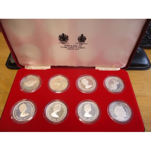 902 - 1977 Silver Jubilee proof cased set of 8 by Spink, mainly FDC, odd with slight discolouration. (R)