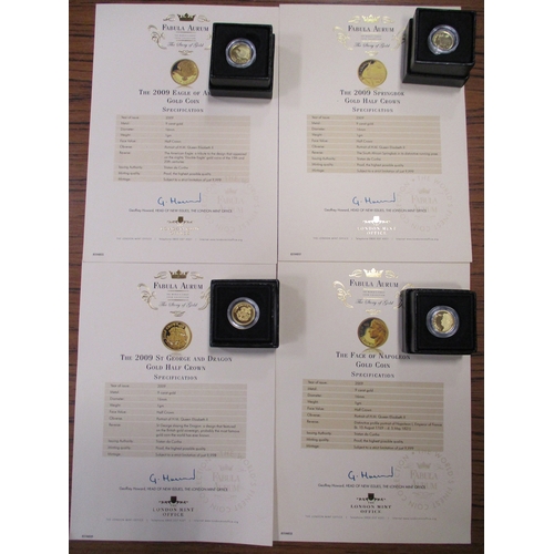 924 - Tristan da Cunha. 2009 'Fabula Aurum' collection of miniature half crown proofs FDC. Qty 6 (T)