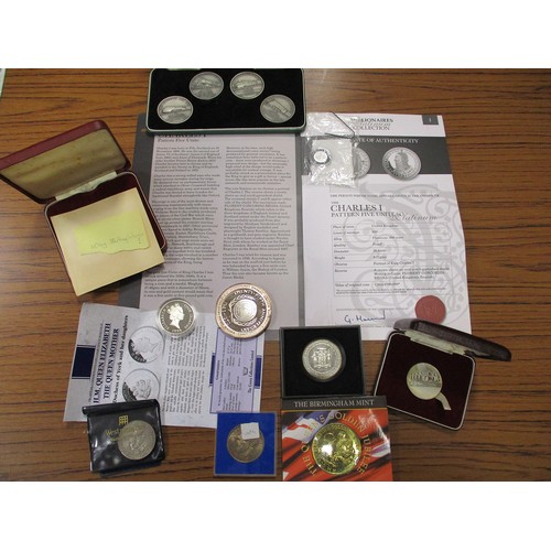 846 - Collection including GB platinum Charles I pattern proof, silver proofs Bahamas 1971 and 1972 proof ... 