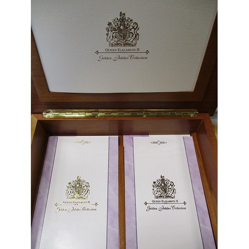 861 - 2002-03 Golden Jubilee collection of 24 silver proofs FDC, most with gold highlights in plush wooden... 