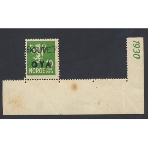 157 - Norway. 1934 Bouvet Island cover to London (ex HMS Milford), bearing Norway 1926-34 20ö scarlet pair... 