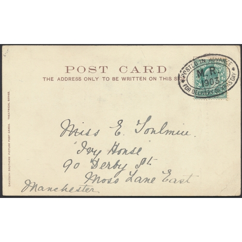 194 - Manchester. QV-KEVII seln, incl 1903 and 1905 Manchester PPCs (x2) with scarce 'POSTED IN ADVANCE / ... 