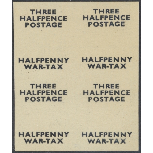 224 - 1940 1½d on 2d unofficial 'War Tax' ovpt essay M, prepared by Tom Todd (of Stamp Magazine) and Hugh ... 