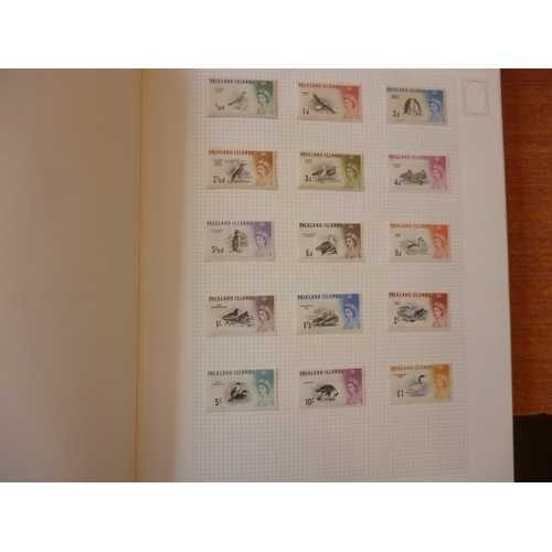 54 - BC M/U coln in albums, incl Falkland Is 1938-50 vals to 5/- M, 1960-6 Birds set M, Sabah 1964-5 val ... 