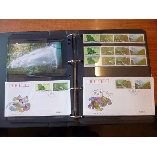 158 - China. 1986 to 1995 in 10 ring binders, with commems incl M/S, FDCs, Maximum cards, postcards, and E... 