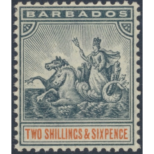 101 - Barbados. Coln M on stockbook pages, incl 1882-6 vals to 1/-, 1892-03 vals to 2s6d, 1897-8 Jubilee s... 