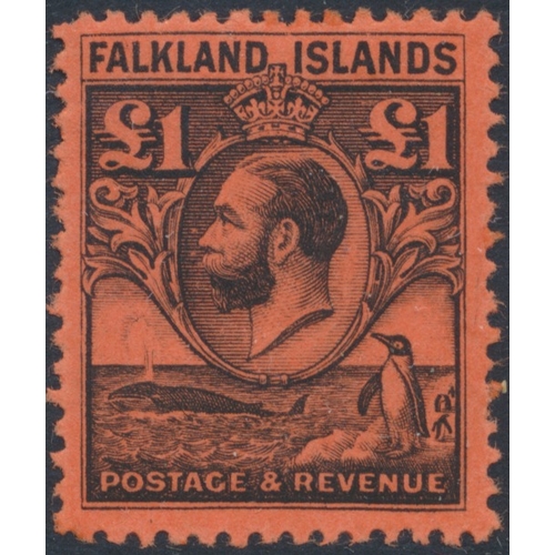 116 - Falkland Islands. QV-QEII M/UM coln in 1 stockbook, incl 1891-02 vals to 1/- M, 1898 2s6d and 5/- M,... 