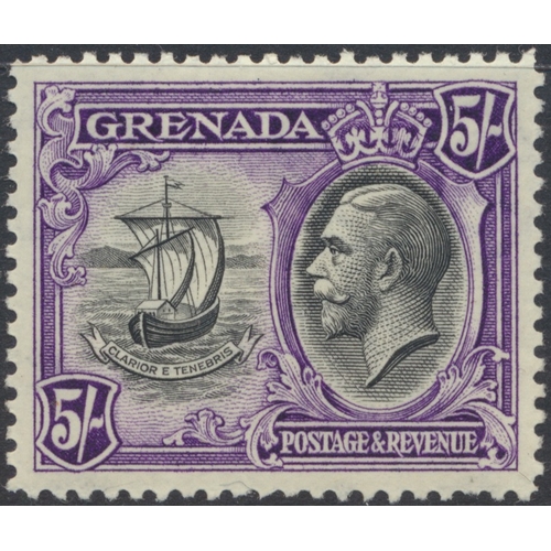 124 - Grenada. Coln M on stockbook pages, incl 1895-99 vals to 1/-, 1902 vals to 10/-, 1904-6 Badge of Col... 