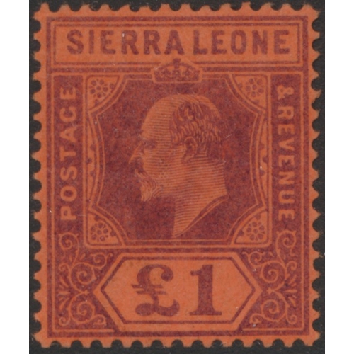 147 - Sierra Leone. Coln M on stockbook pages, incl 1896-7 vals to 5/-, 1903-5 mixed  vals to £1 (£1 is Wm... 