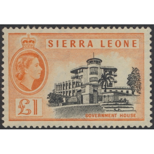 147 - Sierra Leone. Coln M on stockbook pages, incl 1896-7 vals to 5/-, 1903-5 mixed  vals to £1 (£1 is Wm... 