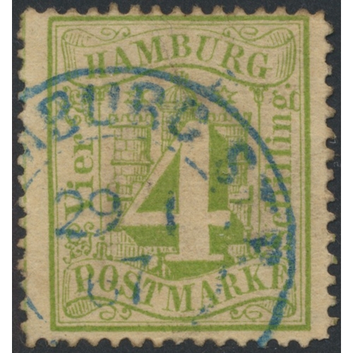 167 - German States. M/U coln in single album, incl range of Baden and Bavaria early values; Brunswick 185... 