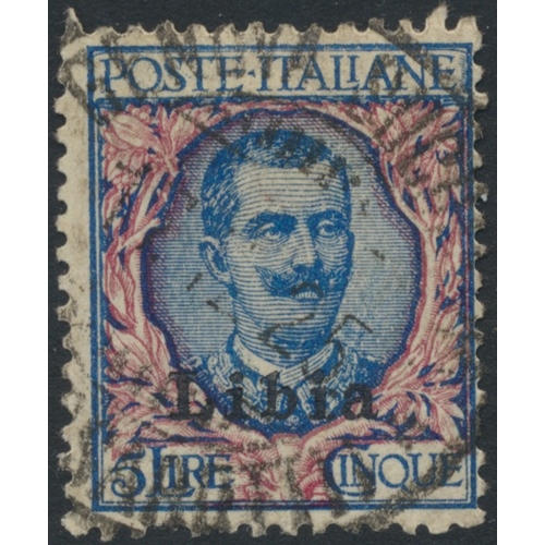 182 - Libya. Small used seln, with 1901 Bengazi 1pi on 25c blue FU tied by Bengazi cds to piece (SG169), 1... 