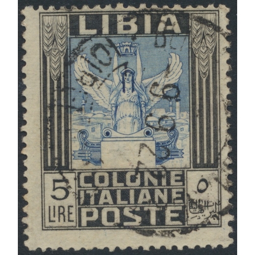 182 - Libya. Small used seln, with 1901 Bengazi 1pi on 25c blue FU tied by Bengazi cds to piece (SG169), 1... 