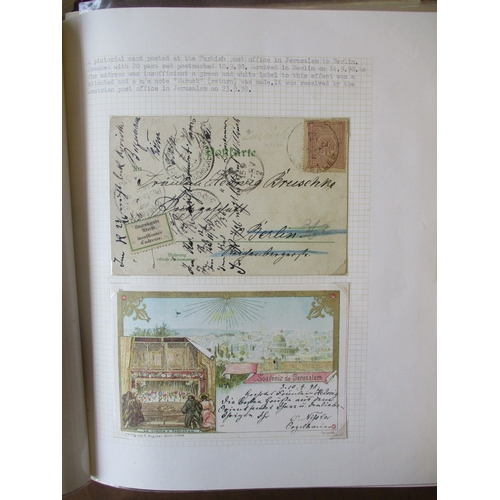 184 - Palestine. Ottoman Empire and Foreign POs. Postal history coln written up in 2 albums, incl 1897 Jaf... 