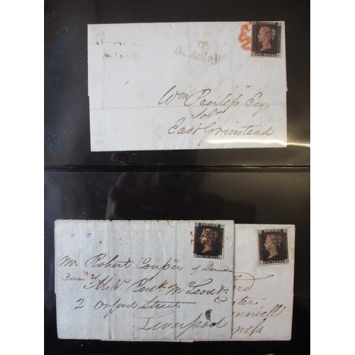 213 - A range of 1840 1d black covers and entires, incl Sept 1840 cover to Wolverhampton, Nov 1840 TP Brom... 